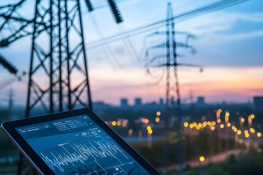 Remote monitoring and management of smart energy grid system using tablet or smartphone device for mobile optimization and control of electricity and power utilities.